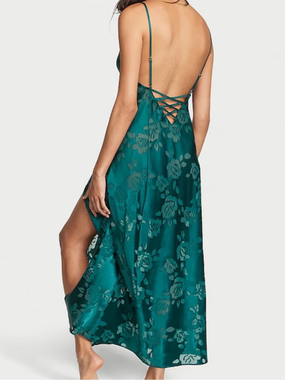 Victoria's Secret Archives Black Ivy Green Burnout Slip